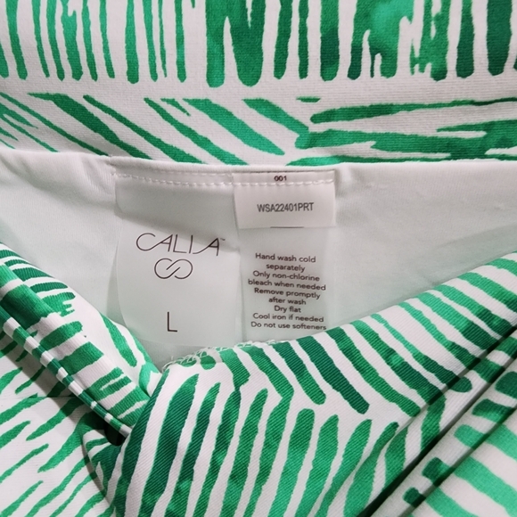 CALIA High Rise Twist Front Bikini Bottom Small Green Palm Tree Print - Picture 4 of 5